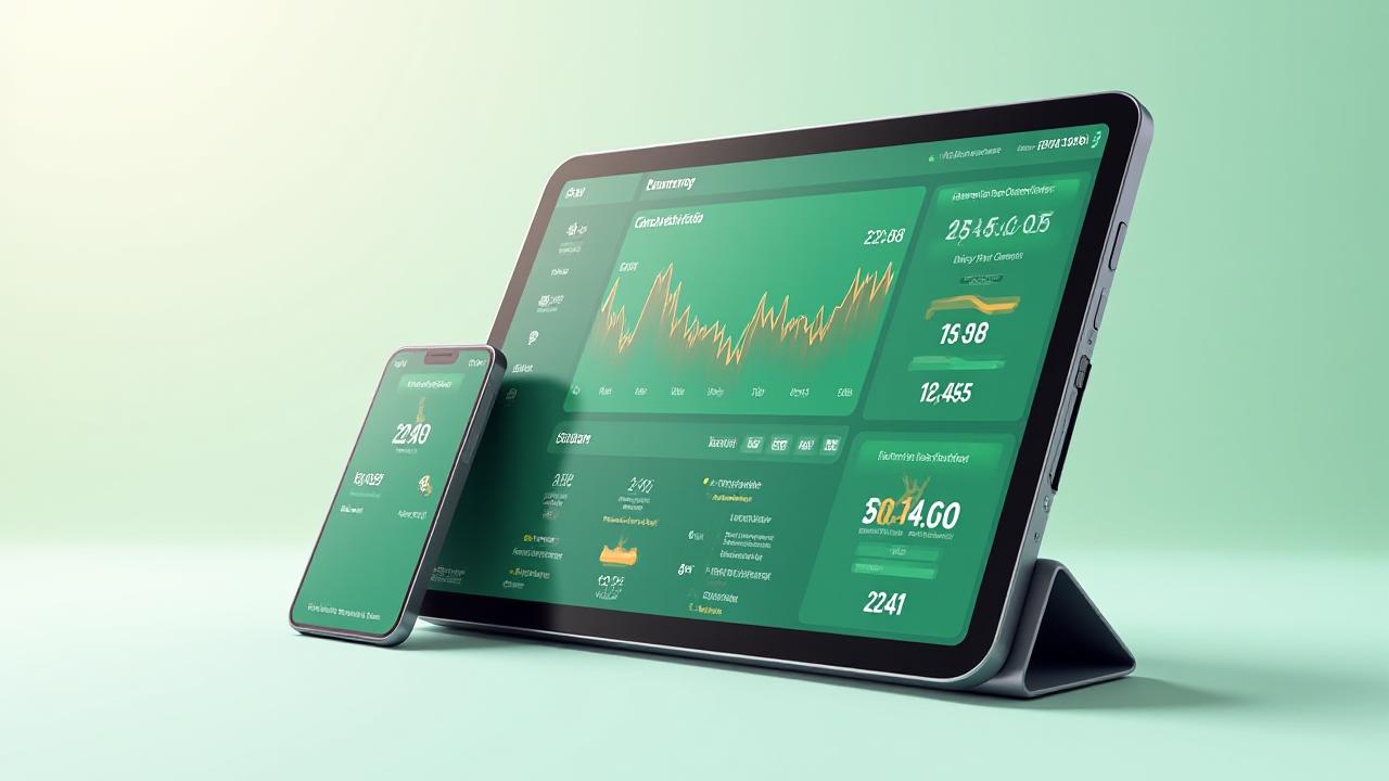 Mockup di una dashboard di fitness su tablet e smartphone che mostra grafici di progresso