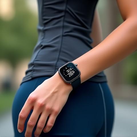 Smartwatch elegante al polso che mostra un monitoraggio dell'attività fisica