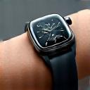 Smartwatch di ultima generazione, elegante e sottile, indossato